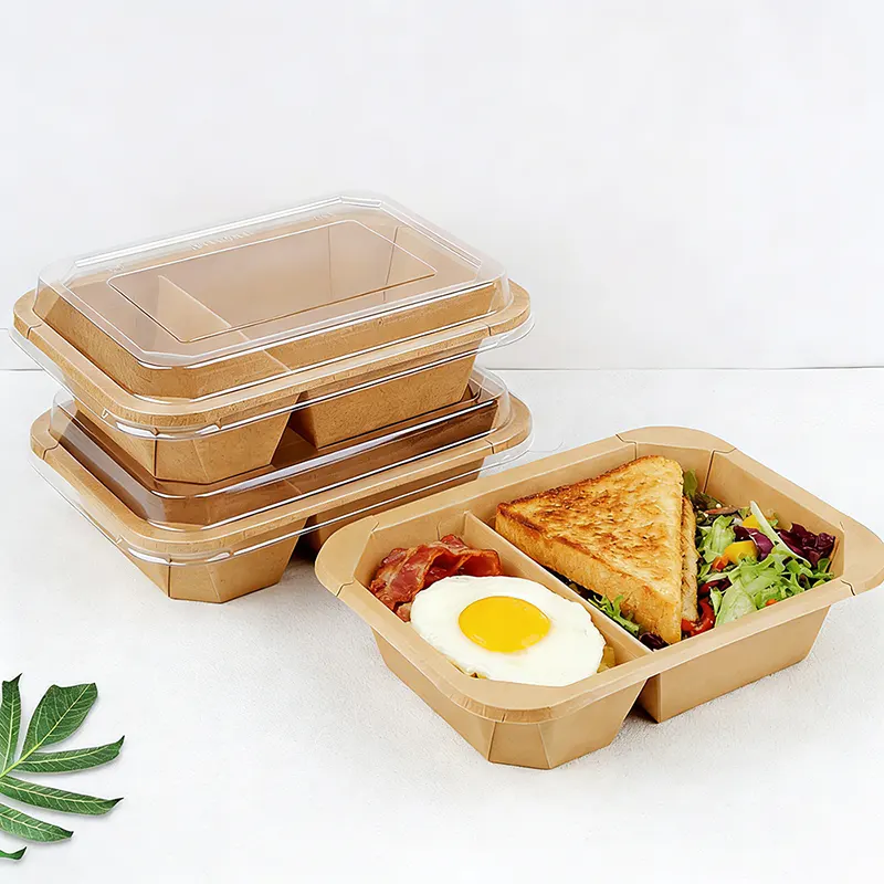 1200ml Disposable 2 Compartments Paper Bowl