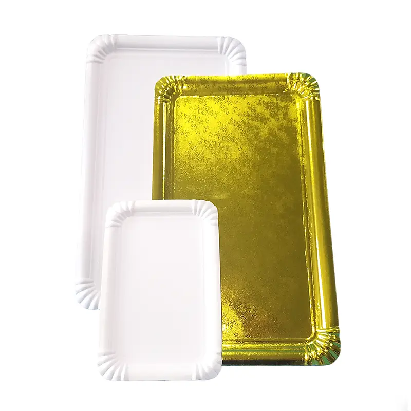 Rectangular White Party Cake Paper Plate