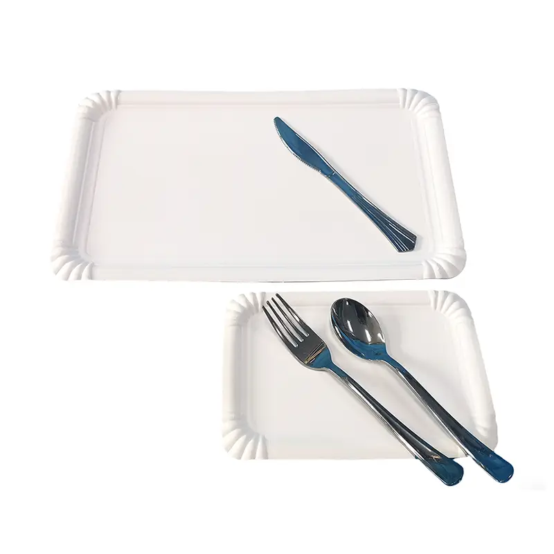 Rectangular White Party Cake Paper Plate